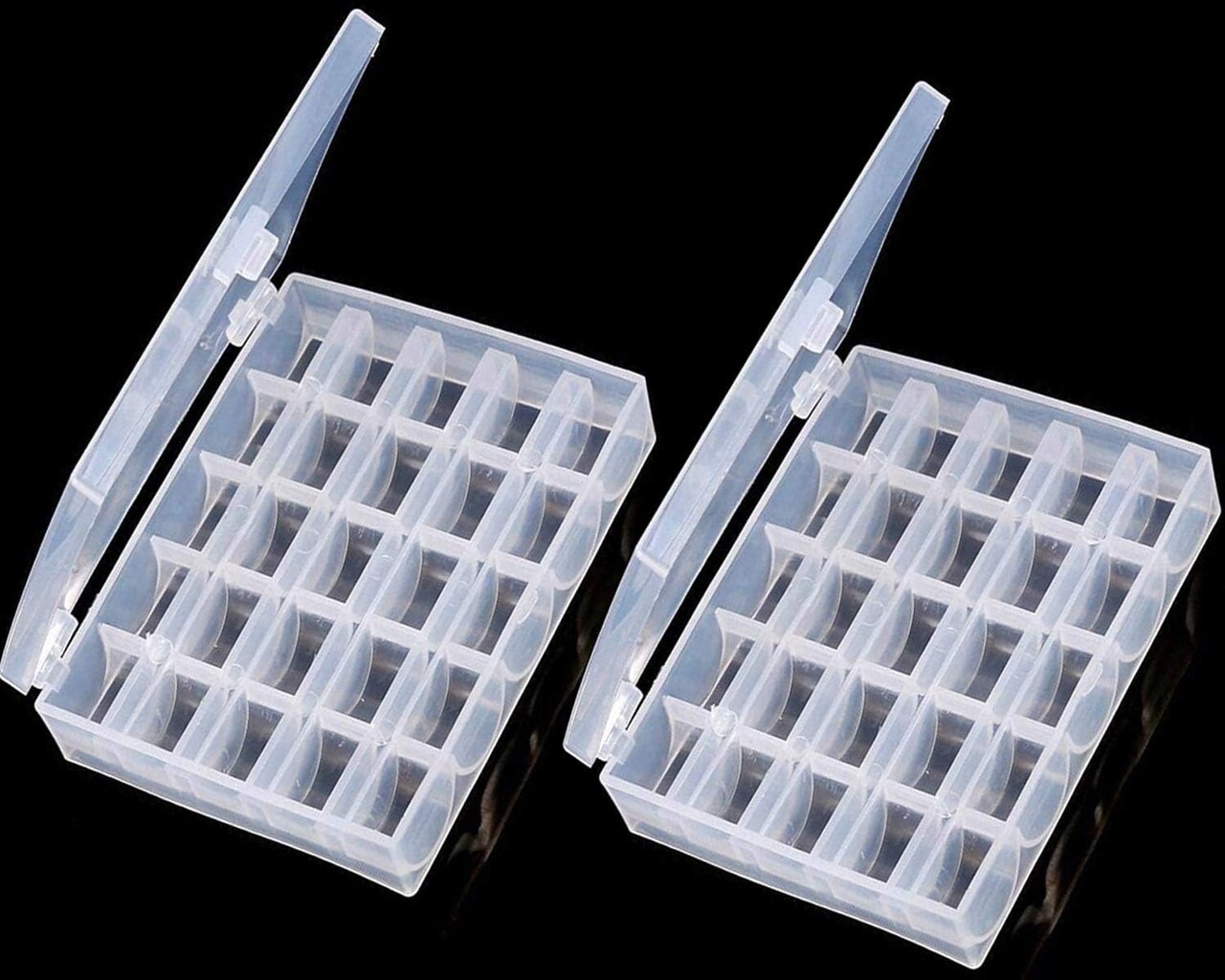Bobbin Box Organizer – Transparent Plastic Case with 25 Slots for Empty Bobbins and Spools, Sewing Craft Storage Box for Sewing Machine Accessories.